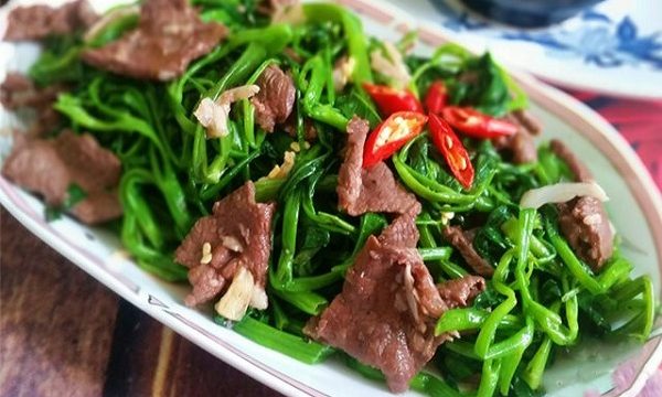 Rau muống xào thịt bò, món ngon đơn giản dễ làm