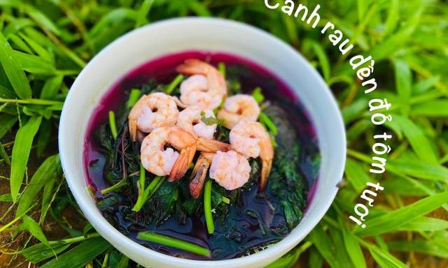 Canh rau dền đỏ tôm tươi